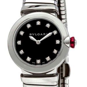 BVLGARI LVCEA Tubogas Quartz Diamond Black Dial